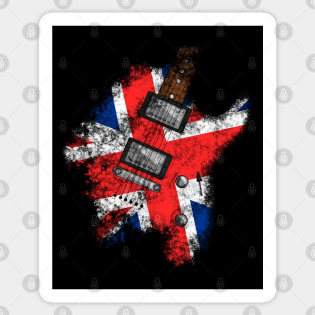 Electric Guitar UK Flag Guitarist Brit Rock Sticker by doodlerob